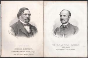 cca 1860 10 db litográfia híres magyar és külföldi politikusok, tudósok portréjáival. Marastoni Józs...