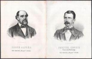 cca 1860 10 db litográfia híres magyar és külföldi politikusok, tudósok. portréjáival. Marastoni Józ...