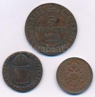1812B 3kr Cu "I. Ferenc" + 1816O 1kr Cu + 1851B 1kr Cu T:2-3