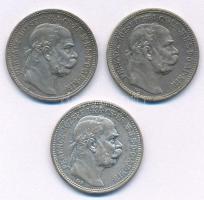 1915KB 1K Ag "Ferenc József" (3x) T:2 patina  Adamo K5.1