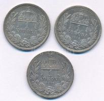 1915KB 1K Ag "Ferenc József" (3x) T:2 patina 
Adamo K5.1