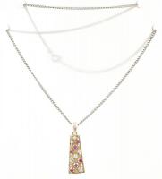 Ezüst(Ag) nyaklánc szintetikus rubinokkal díszített medállal, jelzett, h: 42 cm, bruttó: 5,92 g