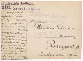 1916 Ljubljana, Laibach; osztrák-magyar tábori mise a kórház udvarán, Géza honvéd lelkész / K.u.k. m...