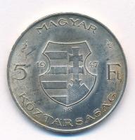 1947. 5Ft Ag "Kossuth" T:1,1- patina Adamo F8.1