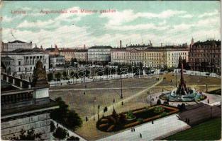 1908 Leipzig, Augustusplatz vom Museum gesehen / square, tram, theatre (EK)