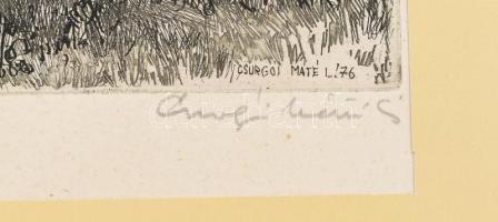 Csurgói Máté Lajos (1931-2001): Fűzfák. Rézkarc, papír, jelzett, 58/100. Sorszámozott, paszpartuban ...