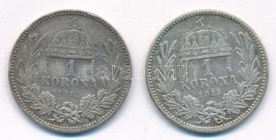 1912KB-1915KB 1K Ag "Ferenc József" (2xklf) T:2,2- patina 
Adamo K5.1