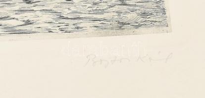 Bojtor Károly (1933-1999): Folyópart. rézkarc. Jelzett, sorszámozott 81/100 26x40 cm