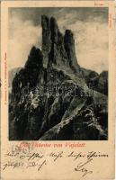 1905 Torri del Vajolet, Vajolet-Türme (Südtirol); Die Thürme von Vajolett / mountain peak. B. Johannes k.u.k. Hofphotograph (EK)