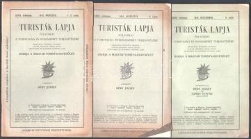 1914-1916 Turisták Lapja 5 db száma, szerk.: Déry József. Kiadja a Magyar Turista-Egyesület. Papírkö...