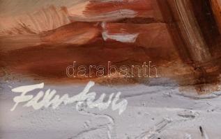 Farkas Gyula (1946-): Téli délelőtt. Olaj, farost, jelzett 40x60 cm. Keretben (kopott)