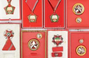 Vegyes ~22db-os szocialista kitüntetés tétel tokban, több darabhoz miniatűr, közte Kiváló Dolgozó, K...