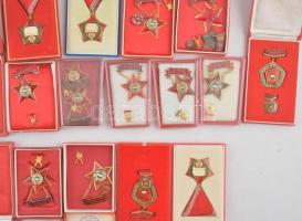 Vegyes ~22db-os szocialista kitüntetés tétel tokban, több darabhoz miniatűr, közte Kiváló Dolgozó, K...