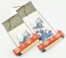 2 db kínai feltekerhető selyem fali kép selyem tokkal 30x95 cm
