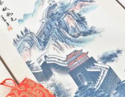 2 db kínai feltekerhető selyem fali kép selyem tokkal 30x95 cm