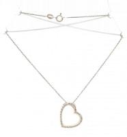 Ezüst (Ag) nyaklánc szív medállal, köves. 5,2 g