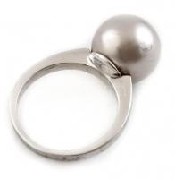 Misaki ezüst (Ag) gyűrű, igazgyönggyel jelzett, eredeti dobozában m: 51, 4,6 g