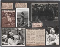 Antal Márta olimpikon privát fényképei és újságcikkek 2 db kartonra ragasztva