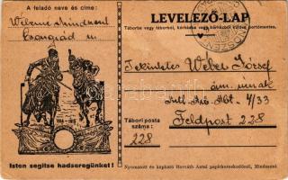 1915 Isten segítse hadseregünket! Tábori Postai Levelezőlap / WWI Austro-Hungarian K.u.K. military field postcard, patriotic propaganda (EK)