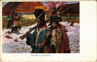 Les deux grenadiers. Ser. 76. No. 2. / Polish military art postcard s: W. Kossak (EK)