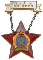 ~1950. Kiváló dolgozó Rákosi-címeres zománcozott fém kitüntetés (Al csillagon műanyag rátét) T:1-