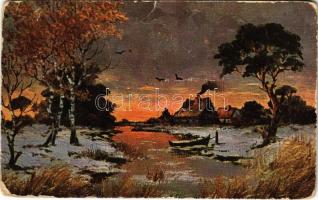 1912 Landscape art postcard (kopott sarkak / worn corners)