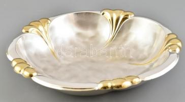 Reichhart dekoratív aranyozott fém kínáló tál. Használatlan állapotban, dobozában, d: 26 cm