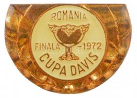 Románia 1972. Davis Kupa döntő aranyozott, zománcozott fém jelvény T:1- Romania 1972. Davis Cup final gilt, enamelled metal badge C:AU