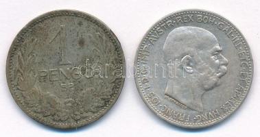 Vegyes: 1926. 1P Ag + Ausztria 1912. 1K Ag Ferenc József T:2,2- patina Adamo P6, Krause KM#2820