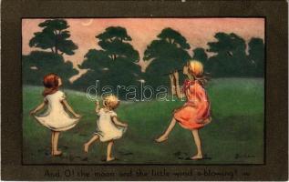1919 And O! the moon and the little wind a-blowing! Children art postcard. C.W. Faulkner & Co. s: Berham (EB)