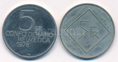 Svájc 1978. 5Fr Cu-Ni "Henry Dunant" + 1987B 5Fr Cu-Ni "Le Corbusier születésének 100...