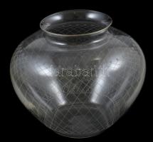 Üveg váza, geometrikus díszítéssel d: 17 cm