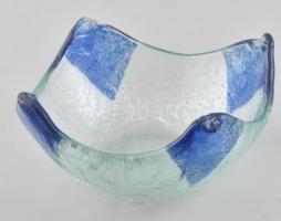 Üveg kínáló tálka, anyagában színezett hibátlan d: 17 cm