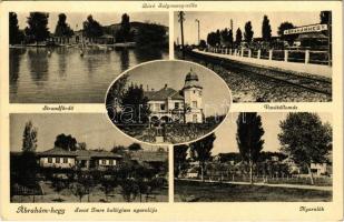 1940 Ábrahámhegy, strandfürdő, fürdőzők, Báró Solymossy villa, vasútállomás, Szent Imre kollégium nyaralója, nyaralók