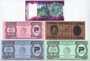 DN "Protokon-2 Kft." játékpénz-tétel (3xklf: 100, 500 és 1000 névérték) + "Bank Tech&...
