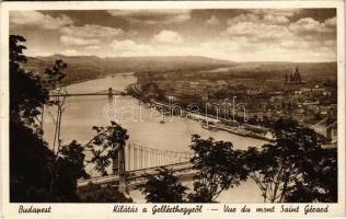 Budapest I. Kilátás a Gellérthegyről, Erzsébet híd, Lánchíd
