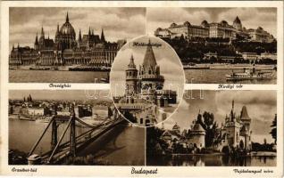 Budapest, Országház, Királyi vár, Halászbástya, Erzsébet híd, Vajdahunyad vára