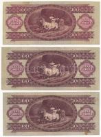 1949. 100Ft + 1957. 100Ft + 1960. 100Ft T:III,III- egyiken fo., ragasztás Adamo F28, F29, F30