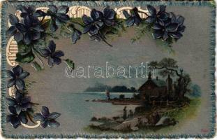 1912 Art Nouveau, Floral, Emb. litho greeting card (Rb)