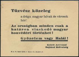 cca 1940 Tűzvész közeleg, Keleti Arcvonal Bajtársi szövetség röplap