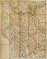 cca 1914-1918 Übersichtskarte des südlichen Kriegsschauplatzes / A déli hadszíntér (Szerbia) az I. világháborúban, vászontérkép, 1 : 750.000, körbevágva, foltokkal, 80x68 cm