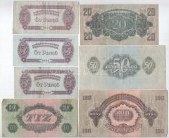 1944. 5P (3x) + 10P + 20P + 50P + 100P "A Vöröshadsereg Parancsnoksága" T:III folt, kis sz...