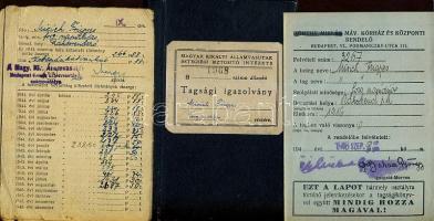 1944-1946 3 db érdekes vasutas témájú igazolvány