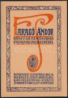 cca 1910 Faragó Sándor könyvkereskedés szecessziós reklám kártya 10x14 cm