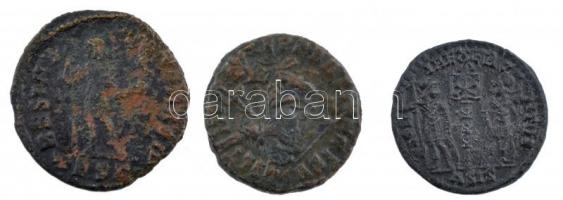 3db klf III-IV. századi bronzérem, közte Constans, Valens T:2,2- 3pcs of bronze coin lot from the 3rd-4th century, with Constans, Valens C:XF,VF