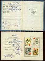 1962 Magyar Vöröskereszt tagsági könyv sok tagsági bélyeggel