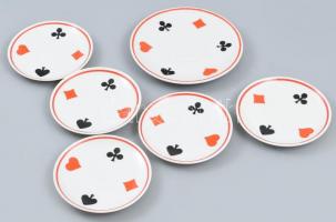 Zsolnay hiányos kártya mintás készlet 4 mokkás csésze + 5 alj, 2 teás csésze + 1 alj