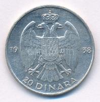 Jugoszlávia 1938. 20D Ag "II. Péter" kapszulában, tanúsítvánnyal T:2,2- patina, karc
Yugo...