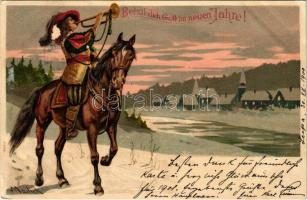 1900 Behüt dich Gott im neuen Jahre! / New Year greeting art postcard. litho s: Mailick (EK)