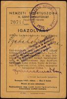 1947 Nemzeti sportuszoda igazolvány
